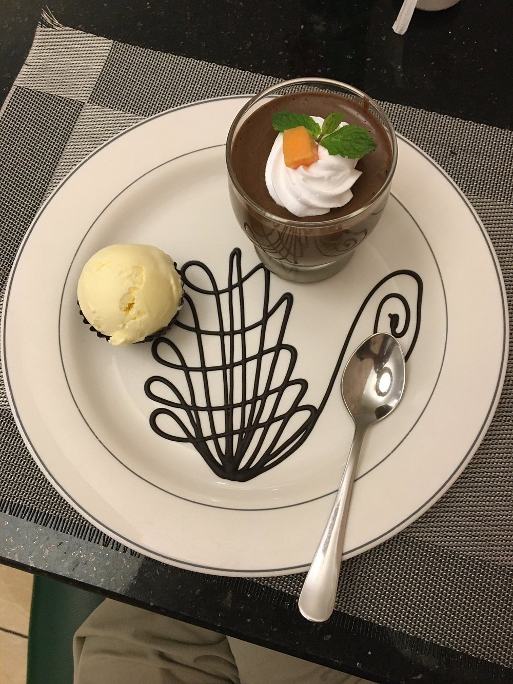 Gourmet ice cream dessert presentation